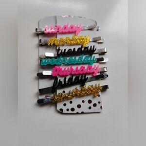 Vintage Colorful 'Days of the Week' Hair Pins/Clips Set